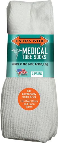 3Pack of Extra Wide Medical Tube Socks Sizes 9 to 15 to 6E Widths in 2 Colors USA Made