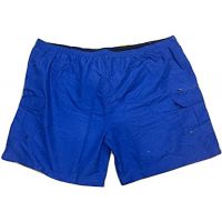 Big and Tall Cargo Swim Trunks with Extra Zipper Pocket to Size 8XB in Blue and Black