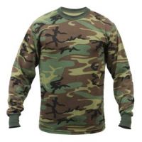 Military Camo Green Long Sleeve Tee Shirt for Hunting and Casual Wear to Size 6X